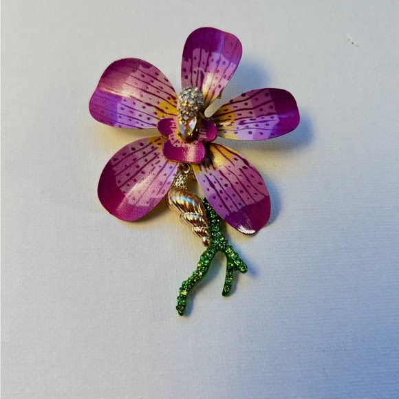 Betsey Johnson Pink and Green Floral Earrings - Picture 5 of 6